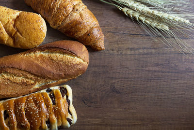 High angle view of bread on table