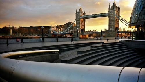 View of buildings against sky at sunset