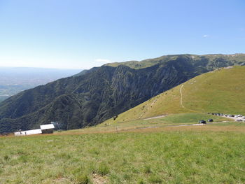 Scenic view of mountains against clear sky