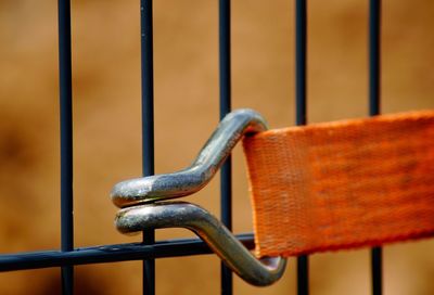 Close-up of rusty metal fence