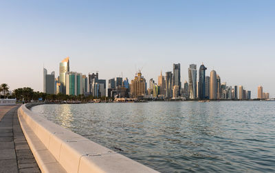 Cityscape against clear sky