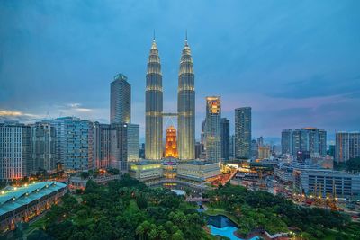 Cityscape against blue sky