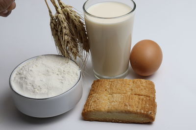 Close-up of breakfast served on table