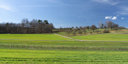 Scenic view of land against sky