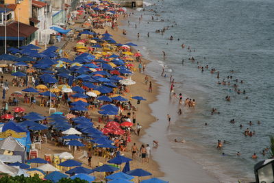 High angle view of people at beach