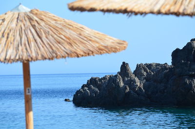 Scenic shot of rock formations in sea