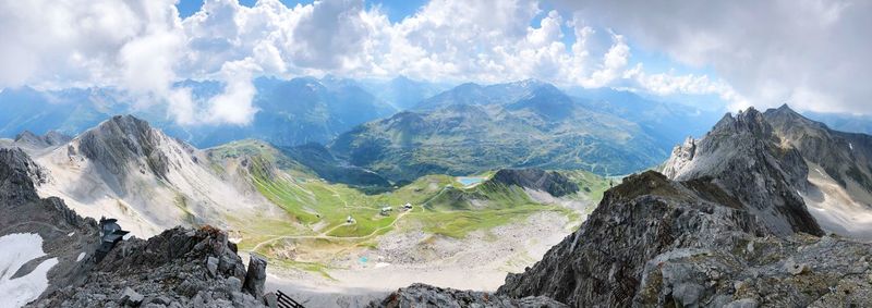 Panoramic view of mountains against sky