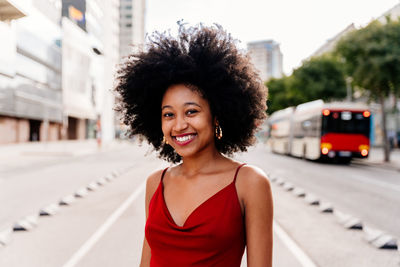 Portrait of young woman looking away