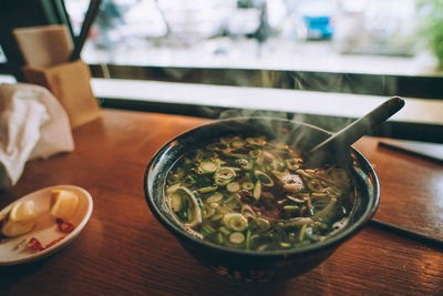 Close-up of food in bowl on table