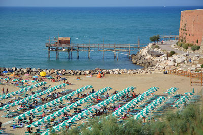 High angle view of people on beach