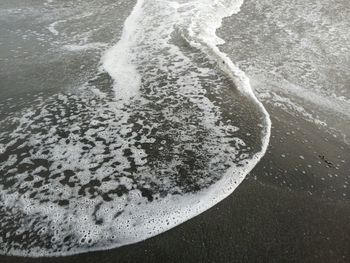 High angle view of bubbles on beach