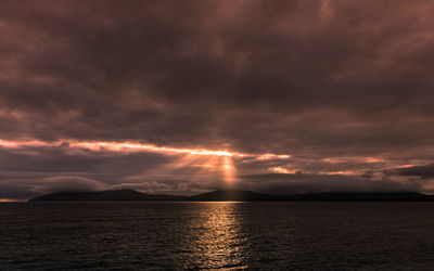 Scenic view of dramatic sky over sea