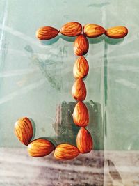 High angle view of pumpkins on table