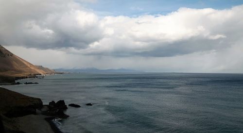 Scenic view of sea against cloudy sky