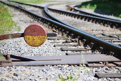 Close-up of railroad track