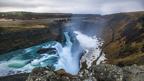 Scenic view of waterfall