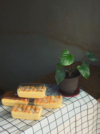 Close-up of food on table