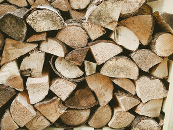 Close up picture of a stack of firewood