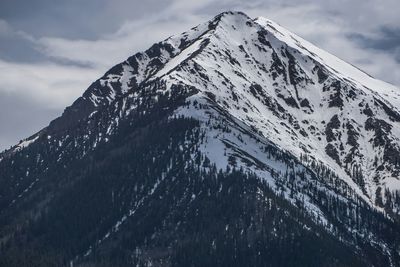 Scenic view of snow covered mountains against sky