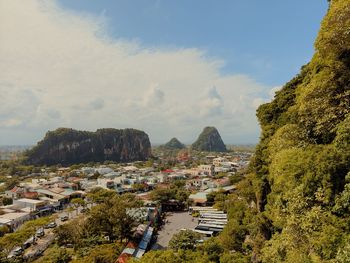 High angle view of townscape against sky