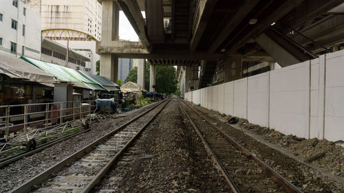 Railroad tracks in city