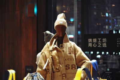 Man in city at store