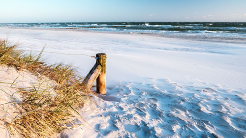 Scenic view of beach against sky