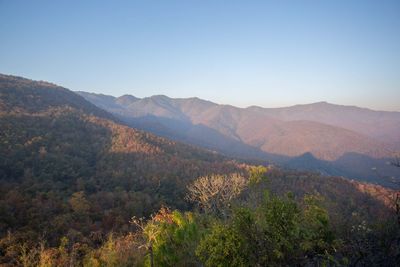 Scenic view of mountains against clear sky