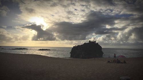 Scenic view of sea against cloudy sky