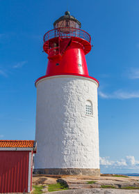 Low angle view of lighthouse against sky