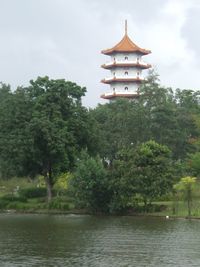 View of built structure by river