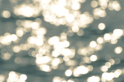 Defocused image of illuminated lights in sea