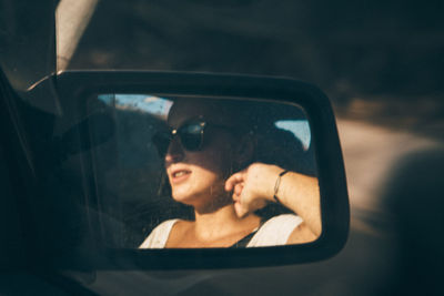 Portrait of mature man in car