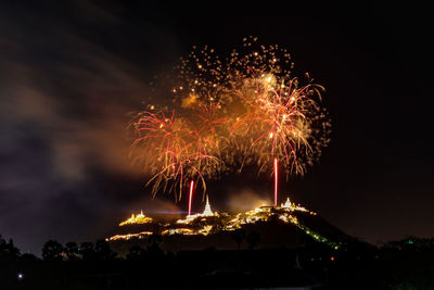 Firework display at night