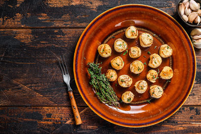 High angle view of food on table