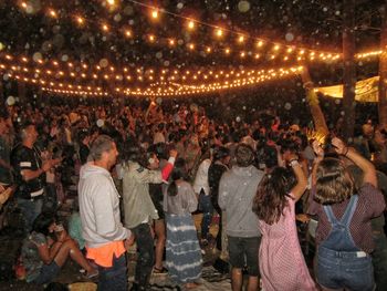 High angle view of people dancing at night