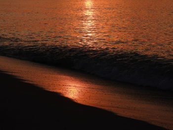 Scenic view of beach during sunset