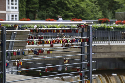 Close-up of railing