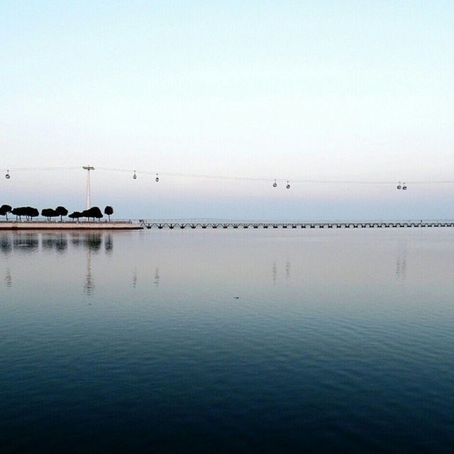 water, sea, bird, clear sky, waterfront, copy space, animal themes, animals in the wild, wildlife, tranquil scene, horizon over water, tranquility, flying, nature, scenics, transportation, beauty in nature, reflection, sky