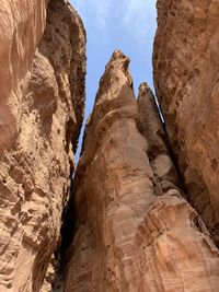 Low angle view of rock formations