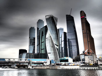 City skyline at dusk