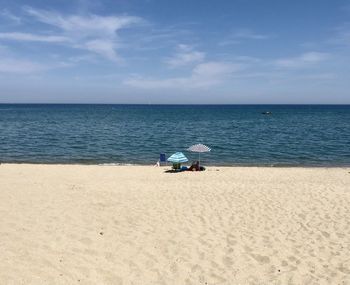 Scenic view of beach against sky