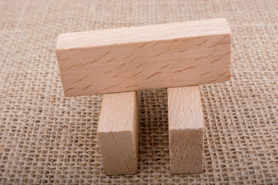 Close-up of wooden blocks on table