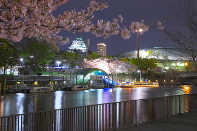 Illuminated cityscape at night