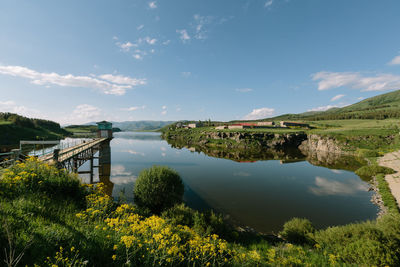 Scenic view of lake against sky
