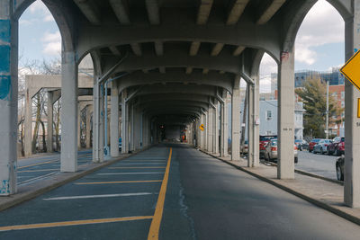 Under a train overpass in far rockaway new york city. 