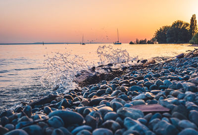 Scenic view of sea during sunset