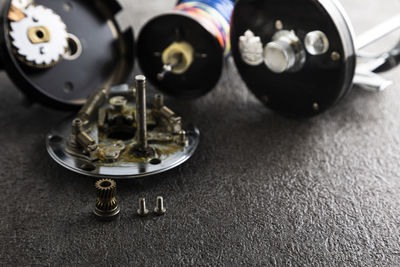 High angle view of key on table