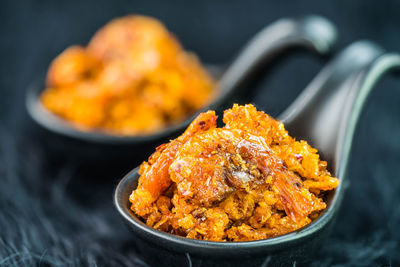 Close-up of meat in bowl