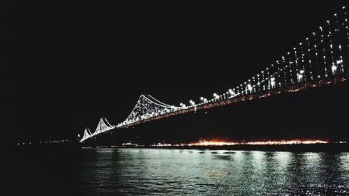 Bridge over river at night